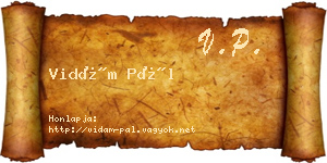 Vidám Pál névjegykártya